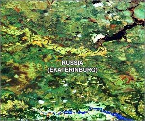 Alexandrite deposit at Sverdlovskaya Oblast', Urals Region, Russia satellite
